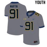 Youth West Virginia Mountaineers NCAA #91 Sean Martin Gray Authentic Nike Stitched College Football Jersey AW15G57TJ